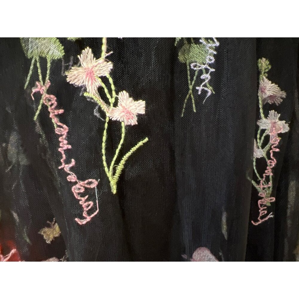 Darling Custom Made Tailored Handmade One-Shoulder Black Floral Embroidered Dres - Picture 9 of 14